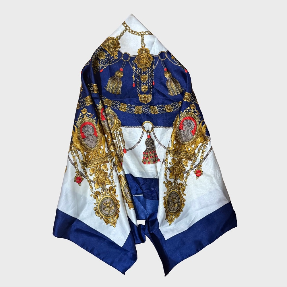 Elegant Blue and Gold Scarf